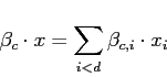 \begin{displaymath}
\beta_c \cdot x = \sum_{i < d} \beta_{c,i} \cdot x_{i}
\end{displaymath}