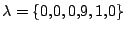 $ \lambda=\{0.0, 0.9, 1.0\}$